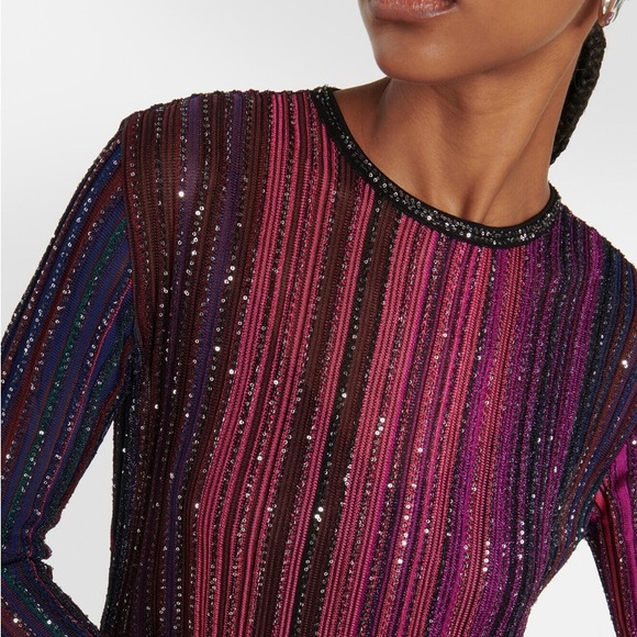 Missoni Multicolored Long Sleeve Knitted Lame Maxi Dress Size 40 - Picture 5 of 7